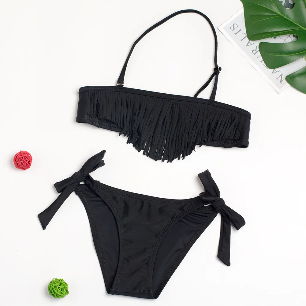 2020 AliExpress New Black Bikini Children's Swimsuit Girls Split XYY-115 | Спорт и развлечения