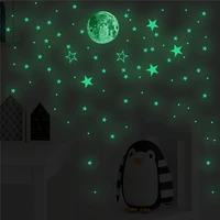 balleenshiny 127 luminous stars and moon diy decoration sticker set home ceiling wall self adhesive party glow in the dark