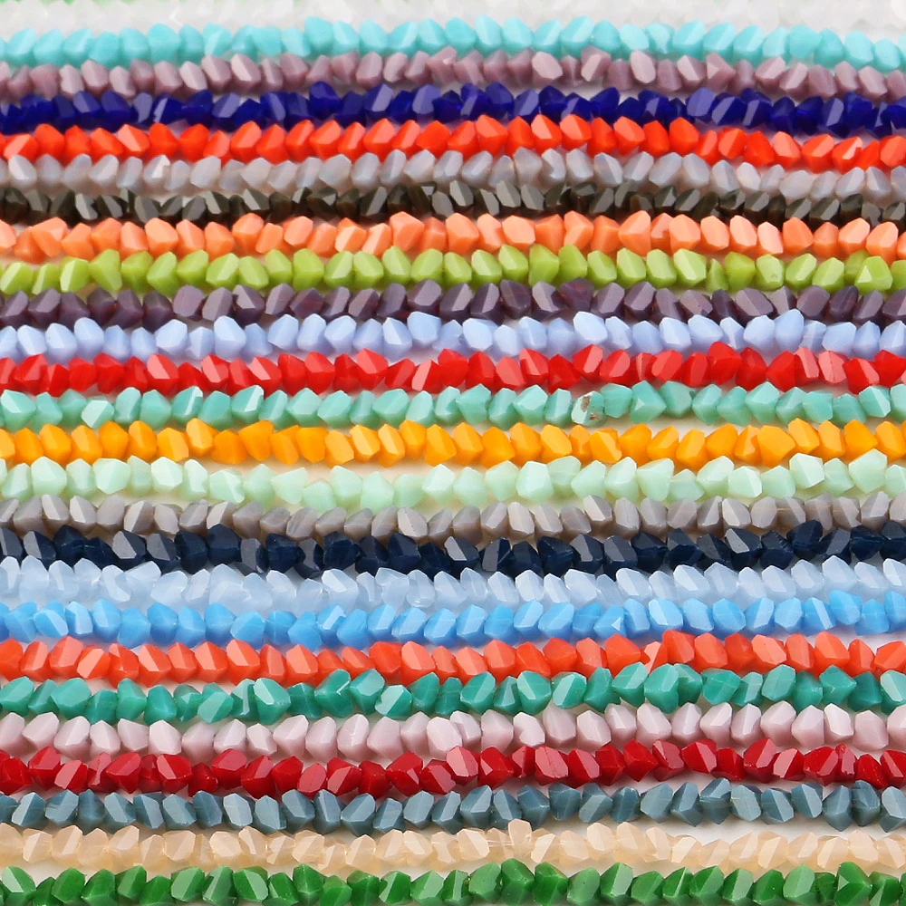 280pcs 3mm Wholesale Fashion Geometry 3D Triangle Loose Spacer Crystal Bicone Beads For Necklace Bracelet Jewelry Accessories | Украшения и