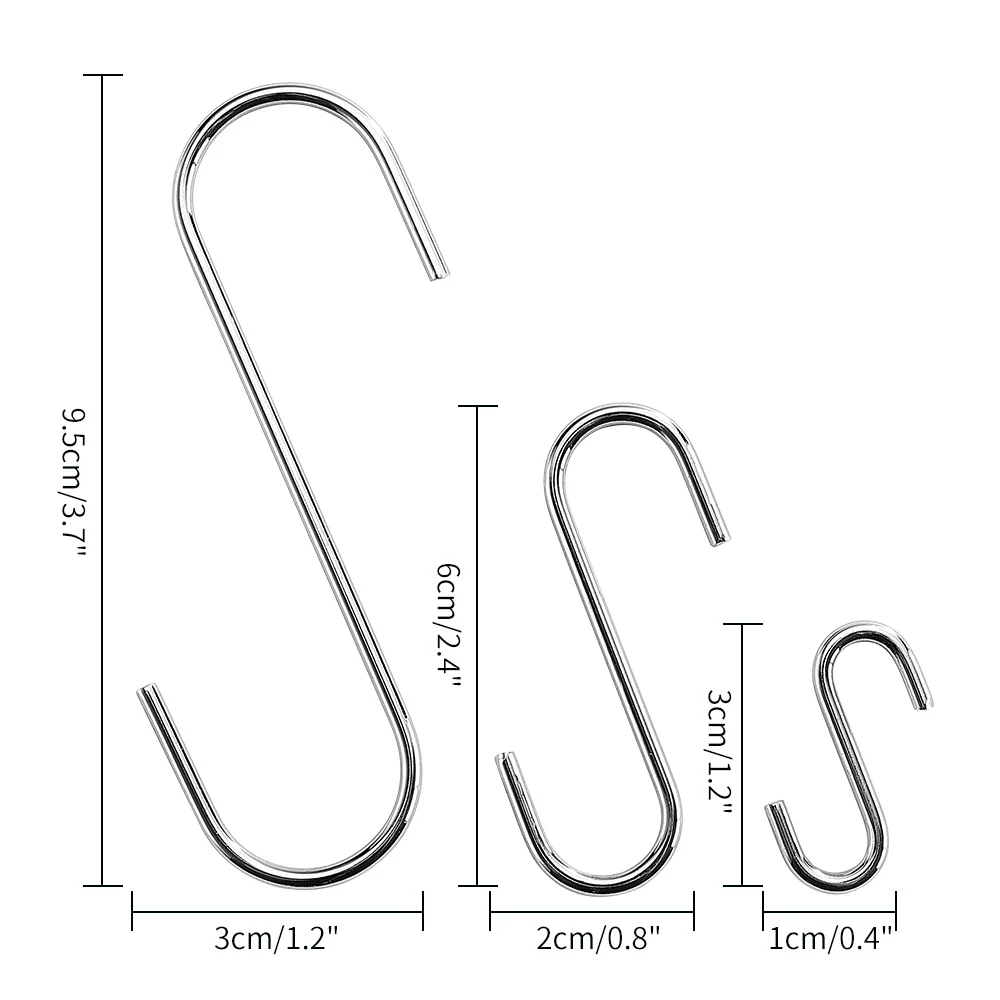 

13 PCS Set 3 Size Chrome Metal Railing Hanger Hook Clasp Holder for Kitchen Workshop Bathroom Garden