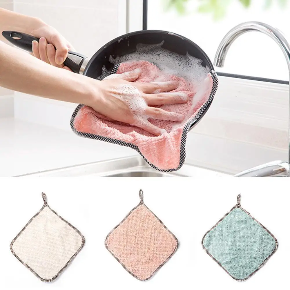 

Kitchen Coral Fleece Wet And Dry Non-stick Oil-absorbent Wash Oil Towel Washing Home Towel Non-stick Cloth Dish Cleaning Cl R4P5