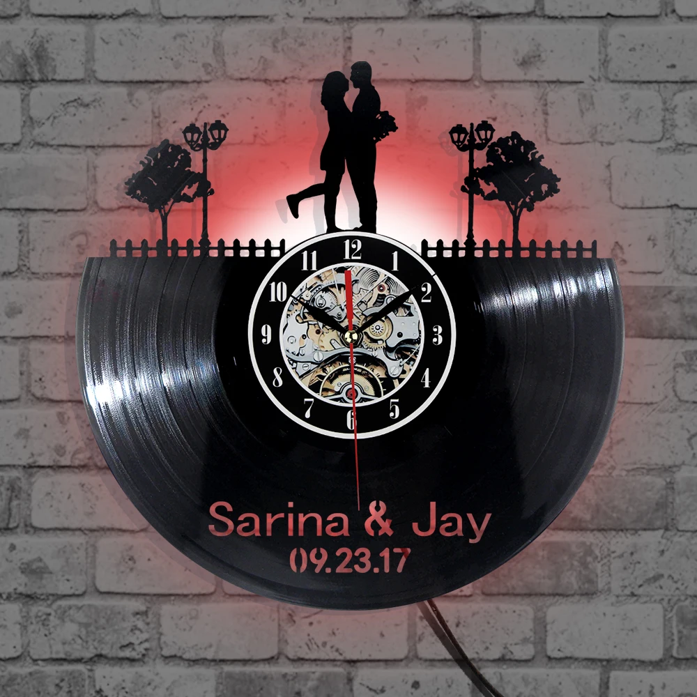 Виниловые настенные часы с записью Sarina & Jay дизайнерские Moden домашний декор новые
