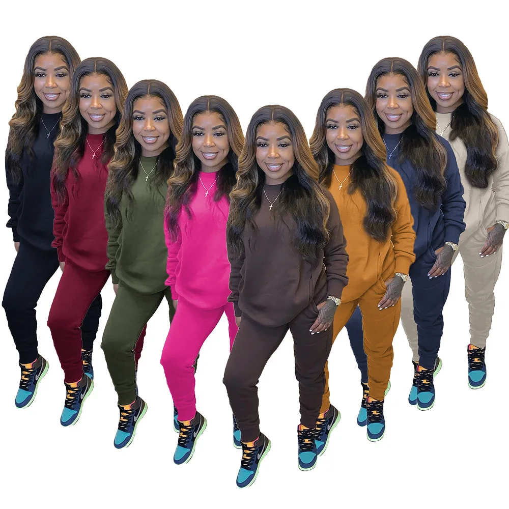 Осенний спортивный Классический женский комплект свитшот брюки джоггеры костюм