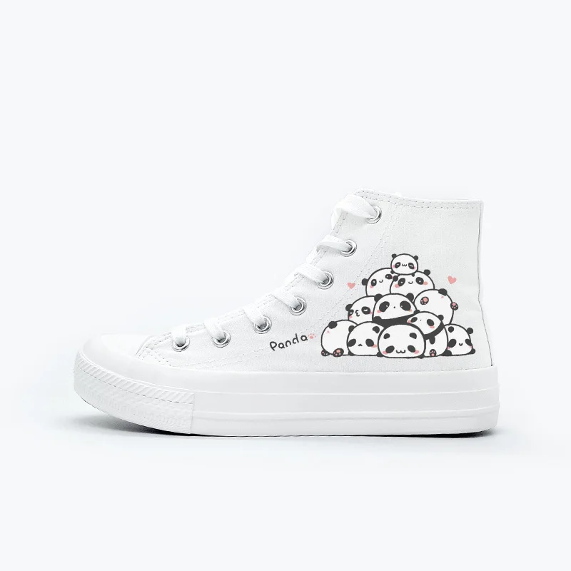 Skatebarding Shoes High Quality Vulcanized Shoes Causal Soft Shoes Women flat sole shoes chaussure femme White Canvas High Shoes