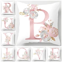 1pc flower decorative pillowcase english alphabet letter cushion cover home pink party decor sofa pillows case kussenhoes 4545