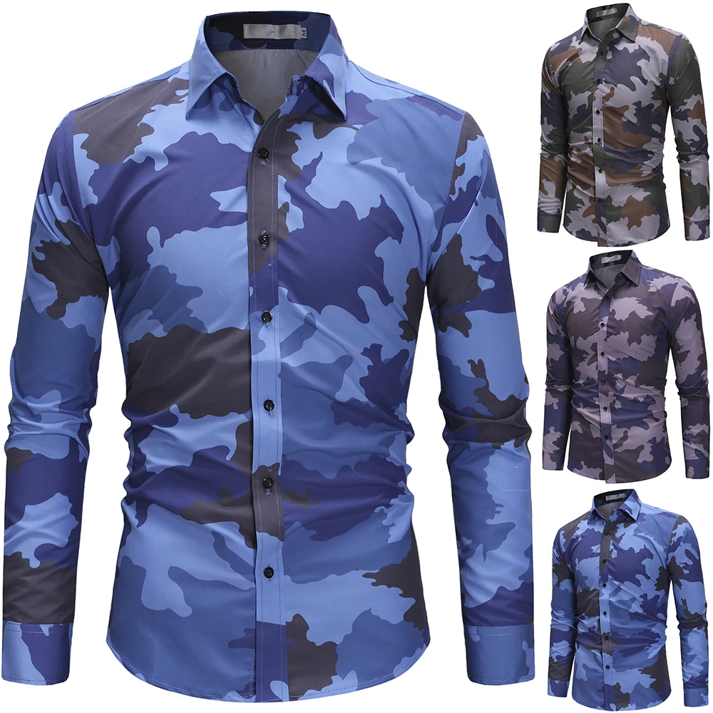 

2021 New Arrival Camouflage Long-sleeved Casual Shirts Men