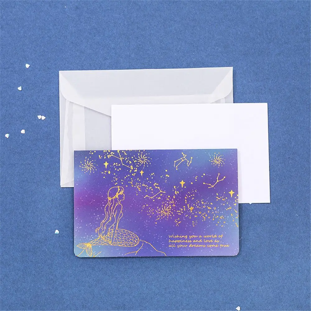 B 2 комплекта, вечерние конверты с рисунком русалки, Kawaii, серная кислота, бумажные конверты, открытки, свадебные пригласительные открытки, подарочная сумка - Цвет: B