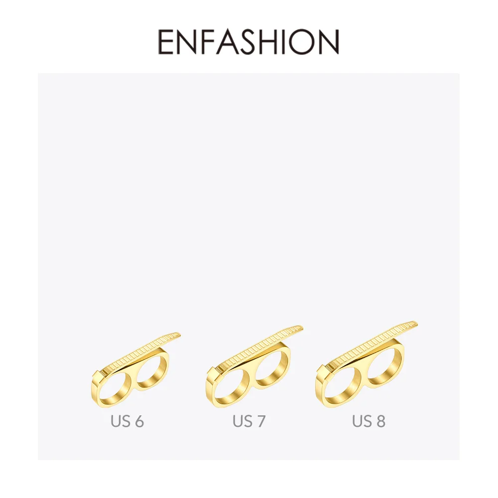 Женское кольцо с двумя пальцами ENFASHION кольца из нержавеющей стали золотого цвета