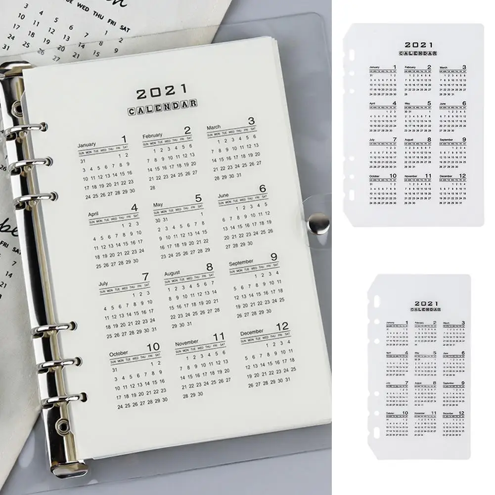 

2021 Loose Leaf Calendar Transparent Separator For A5/personal Soft Rings For Planner Partition Sketchbook Size Notebook Pl Y3T7