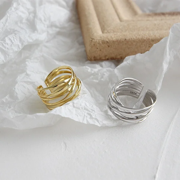

Gold Korean Multi-layer Irregular Rings for Women Opening Adjustable Finger Ring Female Simple Wedding Party Jewelry Wholesale