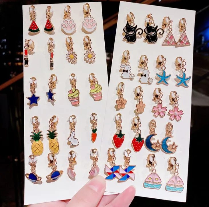 Маленькие серьги на клипсах для женщин и детей милый розовый плащ Детская клипса