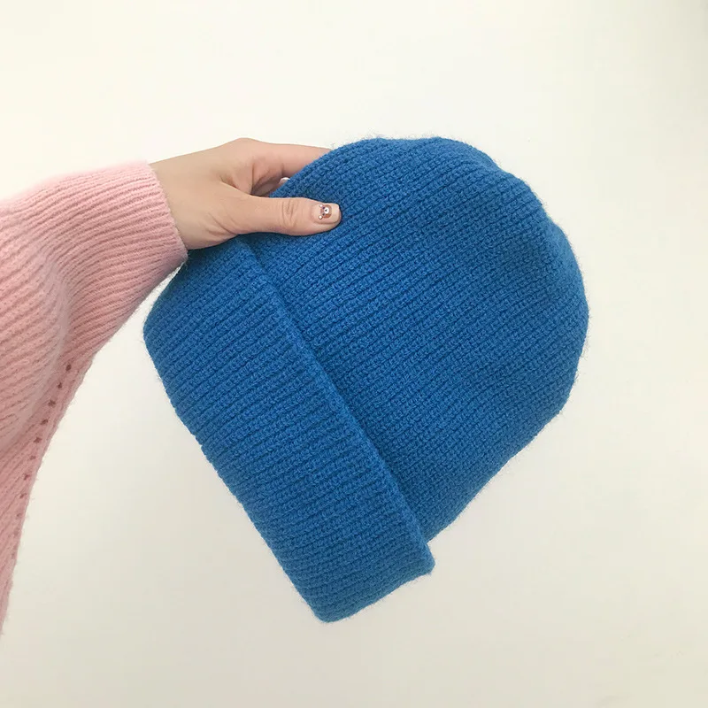 

Hat Winter Women's Bonnet Blue Black Yellow Purple Couple Knitted Wool Cap Men Wholesale