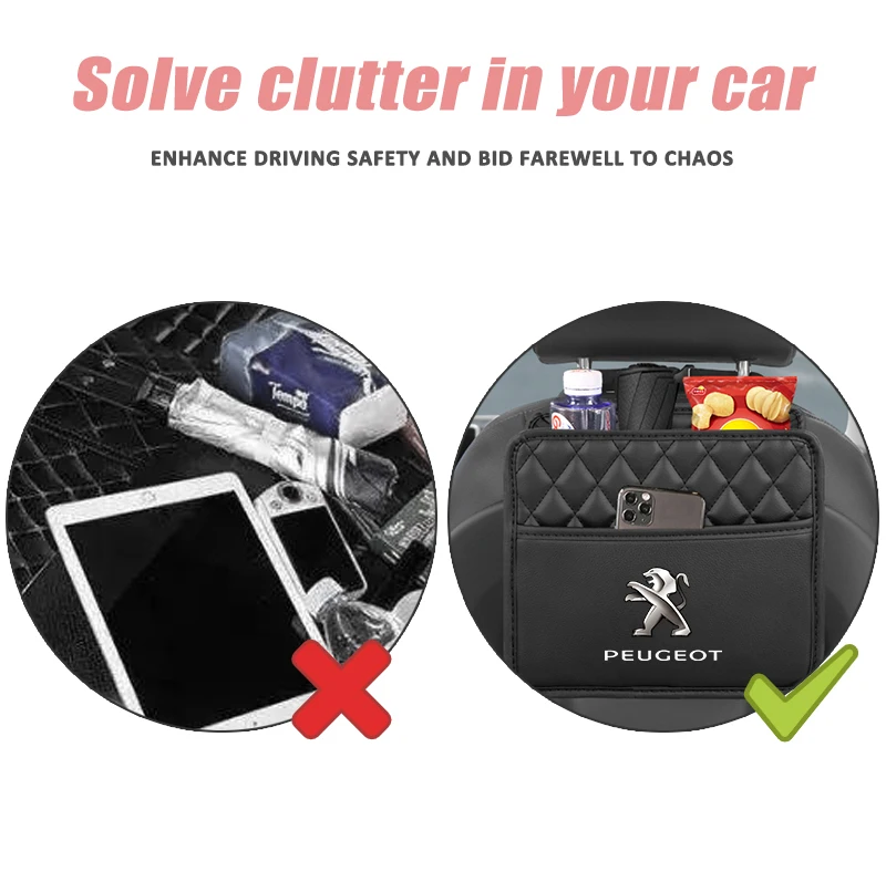 Car Seat Back Storage Bag High Capacity Stowing Tidying Pocket For Peugeot 205 308 206 307 3008 207 208 2008 5008 107 106 807 | Автомобили