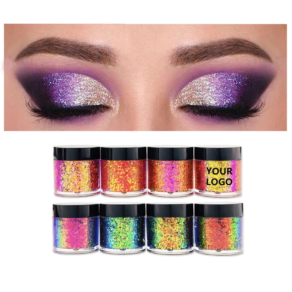 8 Colors Private Label Chameleon Loose Glitter Eyeshadow Pigmented Makeup Wholesale Custom Logo Metallic Duochrome Eye shadow