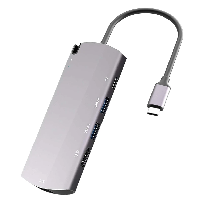 

USB C Hub M.2 SDD Enclosure USB3.0+HDMI-Compatible+RJ45+PD+M.2 NGFF Docking Station for Mac Air Pro Laptop PC