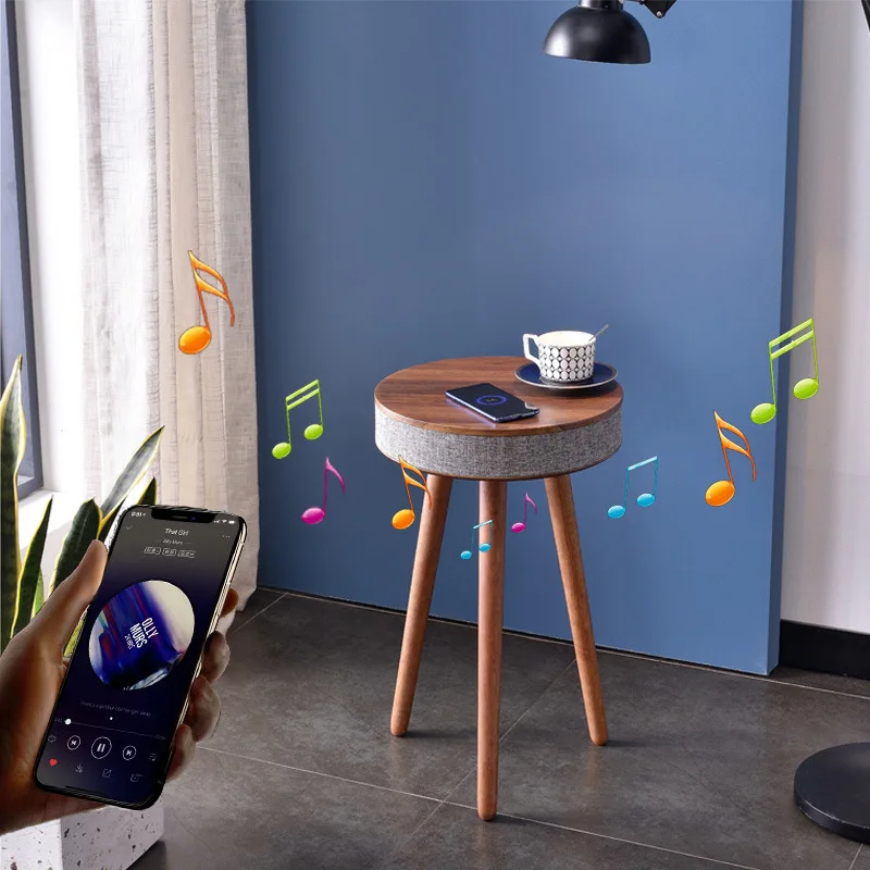 Universal Bluetooth Smart Speaker Home Living Room Inductive Charging Outdoor Voice Sound Control 3D Surround Wooden Tea Table | Мебель