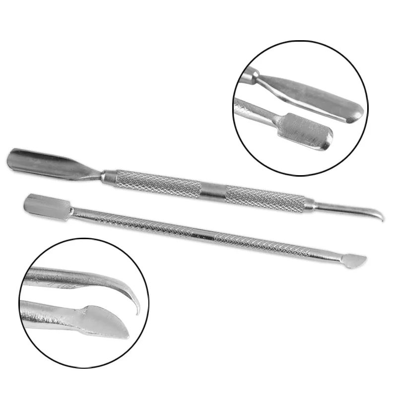 

3PCS Double Head Stainless Steel Nail Cuticle Pusher Spoon Remover Trimmer Dead Skin Manicure Pedicure Cleaner Nail Tool Set