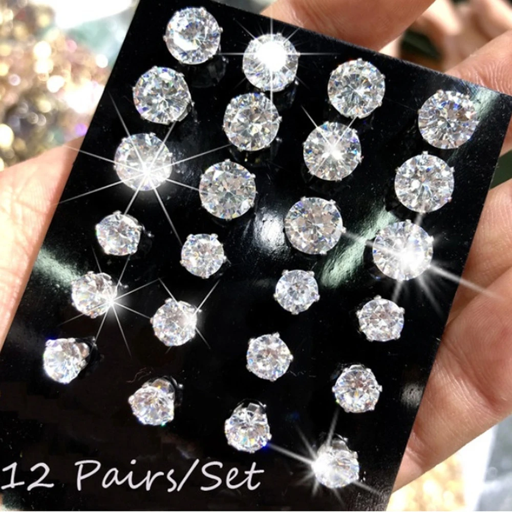 Украшения Кристалл Циркон шесть крапанов 12 да серьги для ушей набор женщин ohrrringe