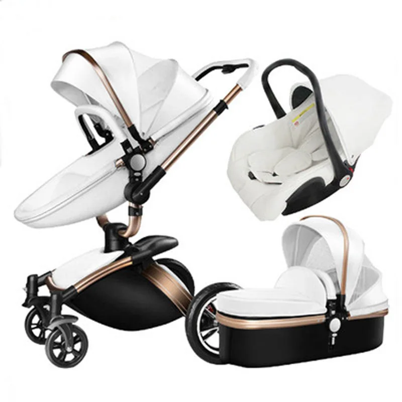 High-landscape Baby Stroller Shock Absorption Bidirectional Reclining Folding Three-in-one Basket Stroller Egg-shaped 360-degree