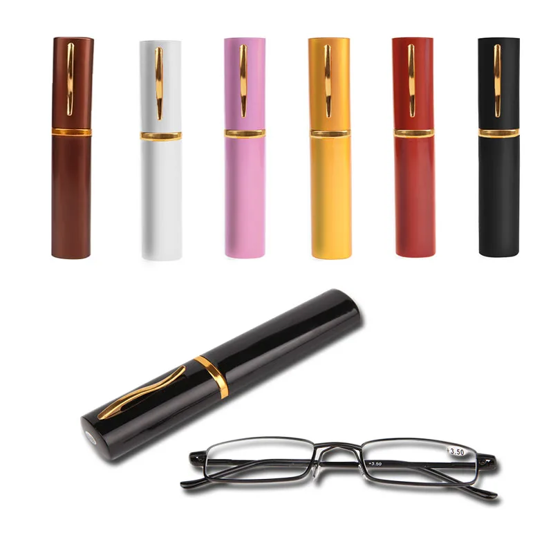 

New Unisex Reading Glasses Colors Metal With Tube Case +1.5+2.0+2.5+3.0+3.5+4.0