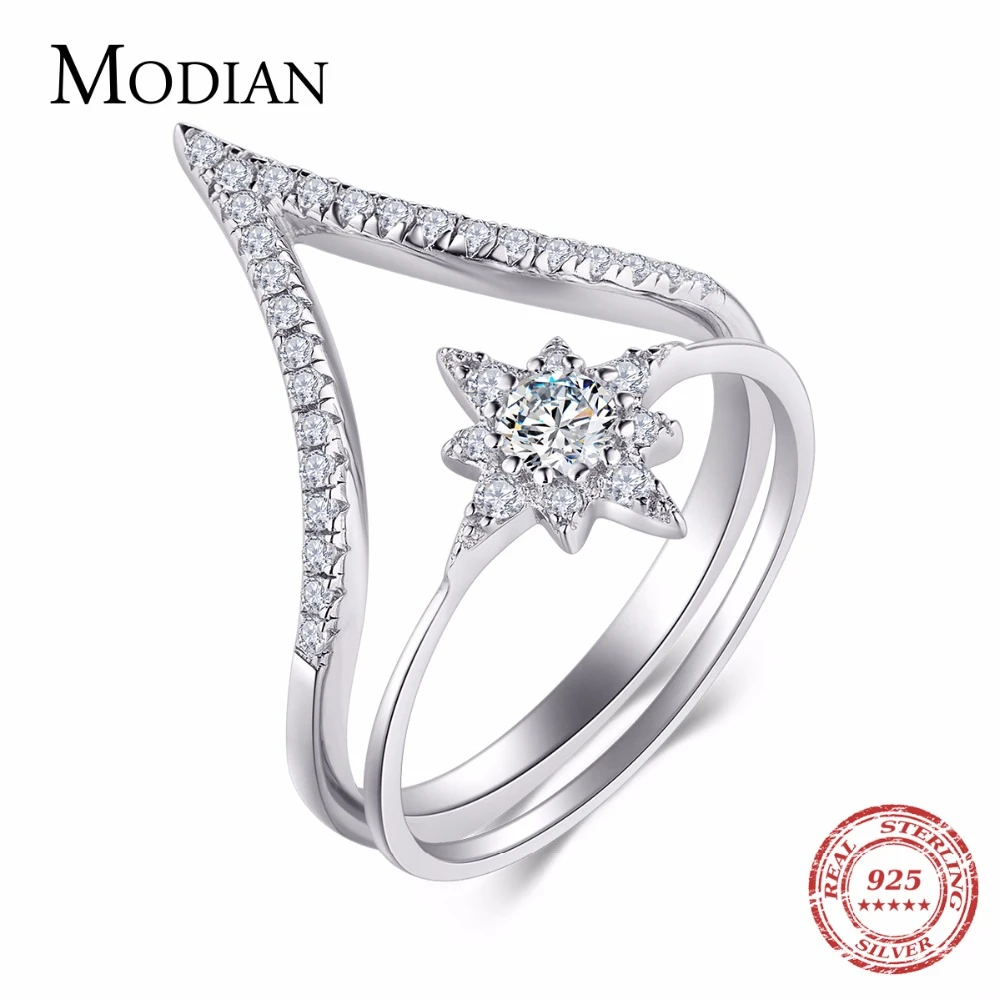 

Женские кольца в форме подсолнуха Modian, кольца из стерлингового серебра 100% пробы с прозрачными фианитами в виде стрел в форме капли воды, сва...