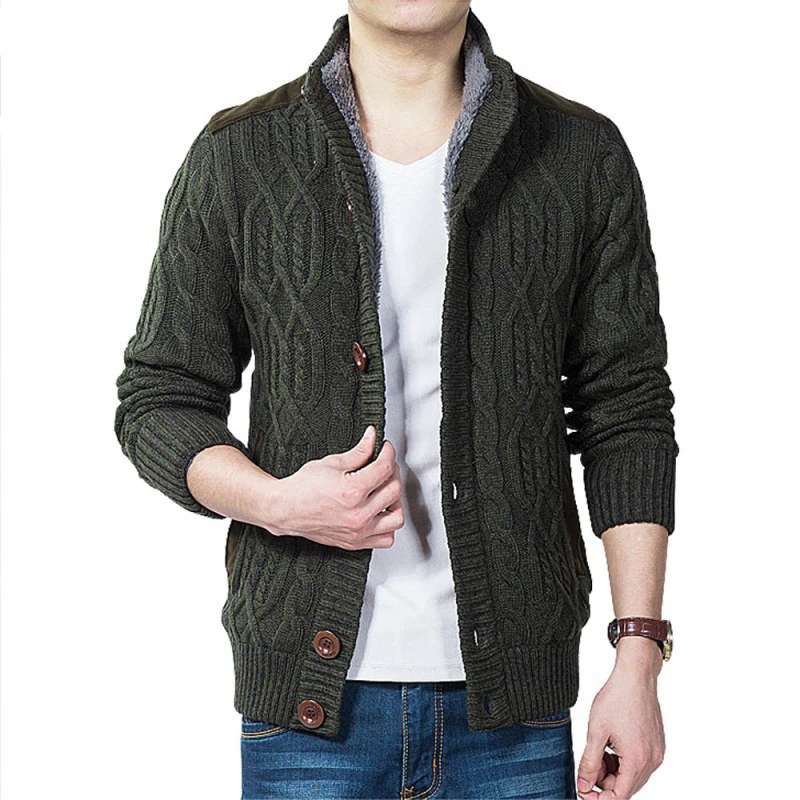 AKSR мужской кардиган свитер пальто бархатная подкладка теплая дутая куртка на