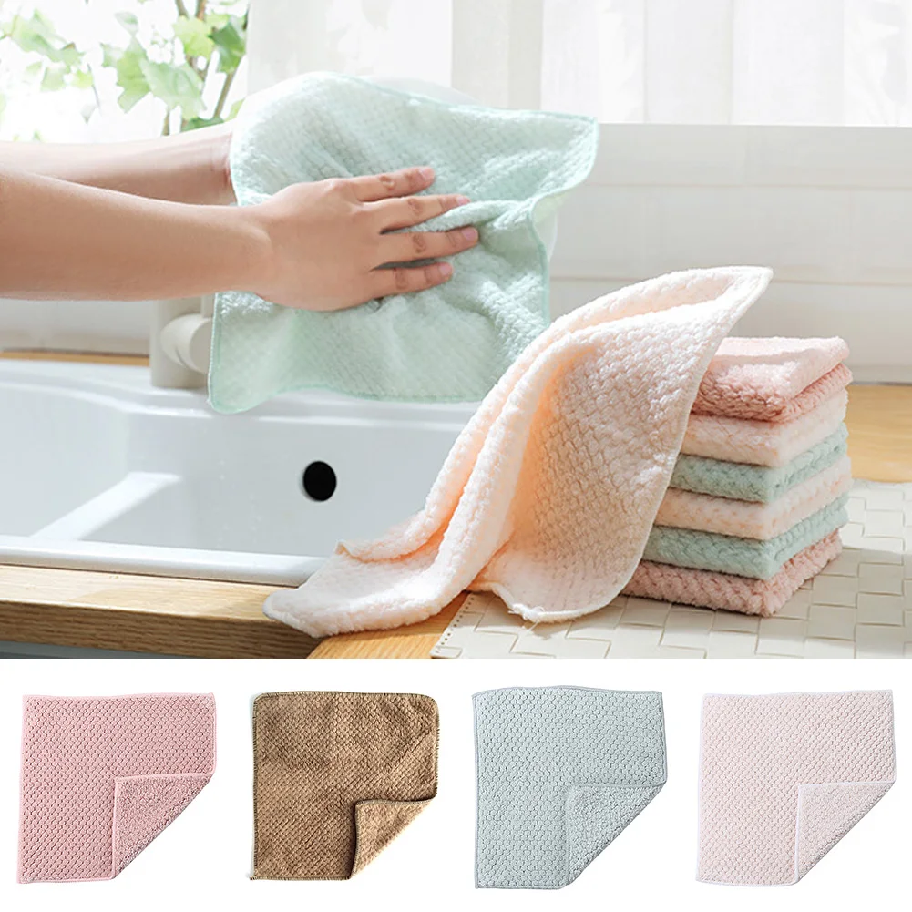 

Салфетка для чистки кухонных палочек, бархатная тряпка кораллового цвета, мягкая салфетка для мытья посуды