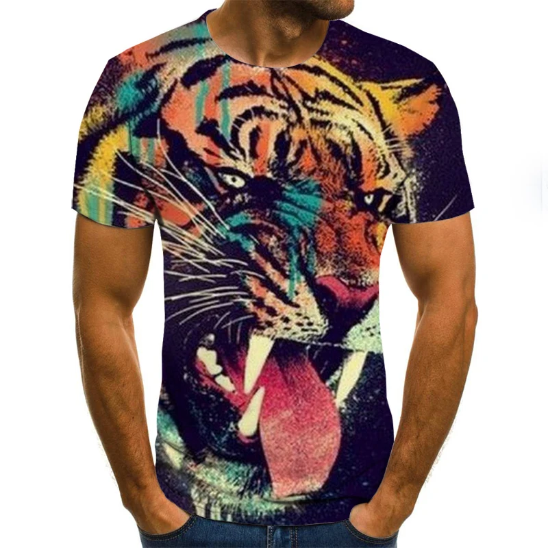 

2020 new summer leisure animal 3D printing T- men 's 3D comfortable tiger series Harajuku style funny shirt all T-