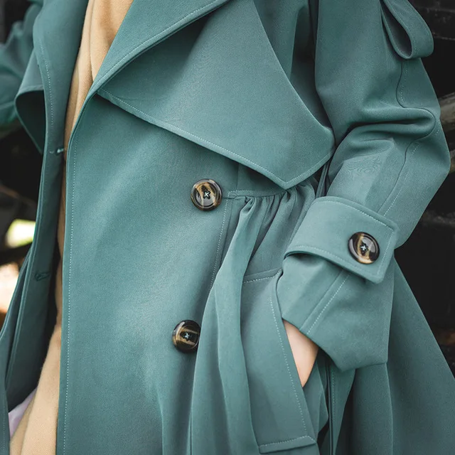 

Double breasted Windbreaker female 127cm over the knee X-long spring and autumn British style was thin over the knee coat F321