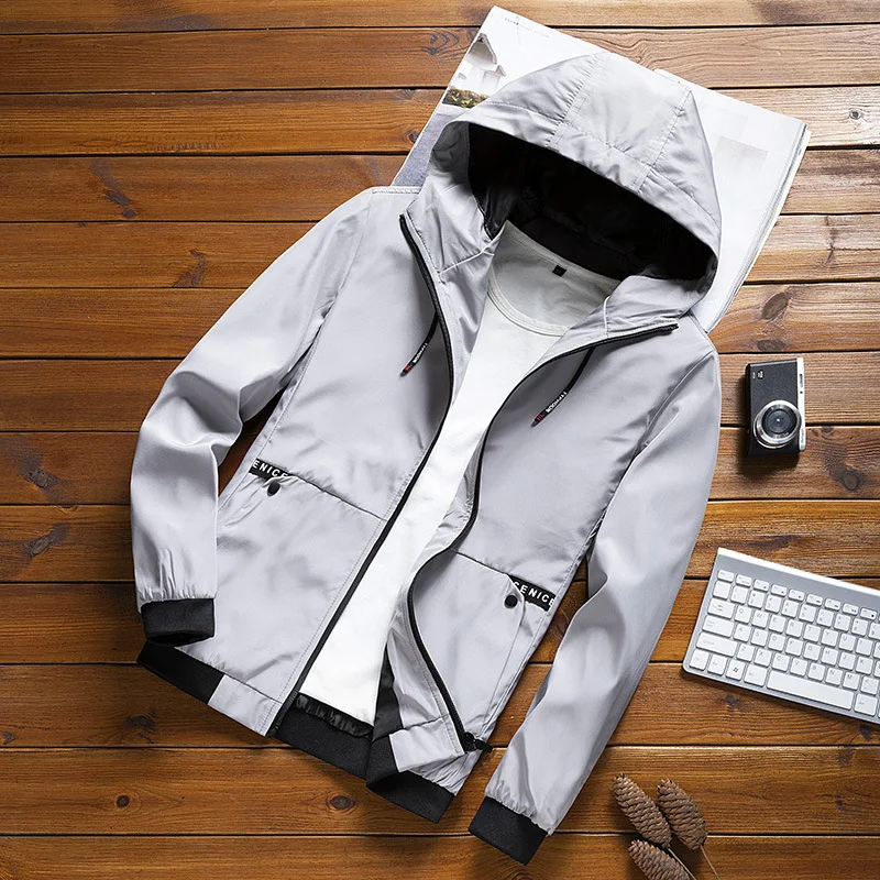 Однотонная мужская куртка повседневная демисезонная с воротником-стойкой 2020 6XL