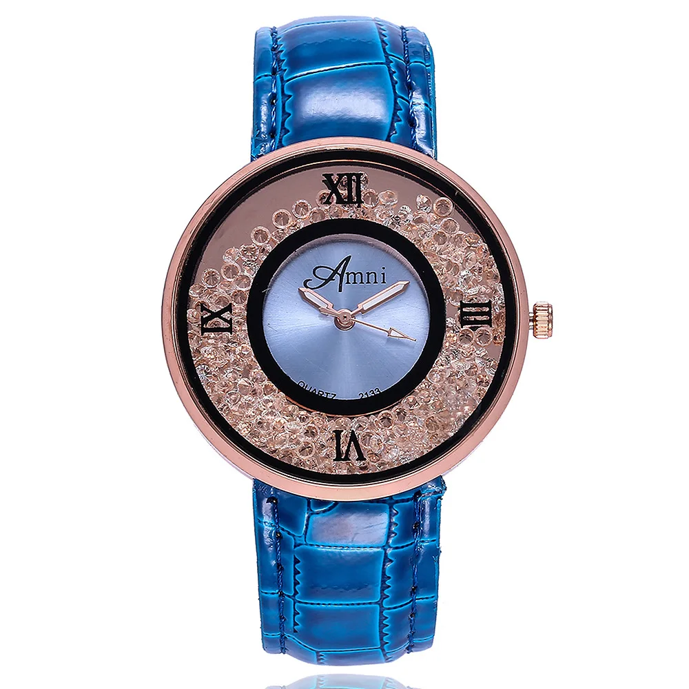 

Fashion Womens Wrist Watch Luxury Quicksand Rhinestone Roman Digital Dial Purple Leather Strap Ladies Quartz Watch Bracelet Gift