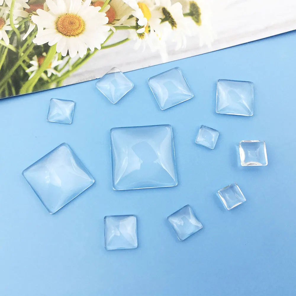 

Square Transparent Crystal Glass Cabochon Jewelry Finding 10/12/15/20/25mm Handmade Pendant DIY Handicraft Accessories Making