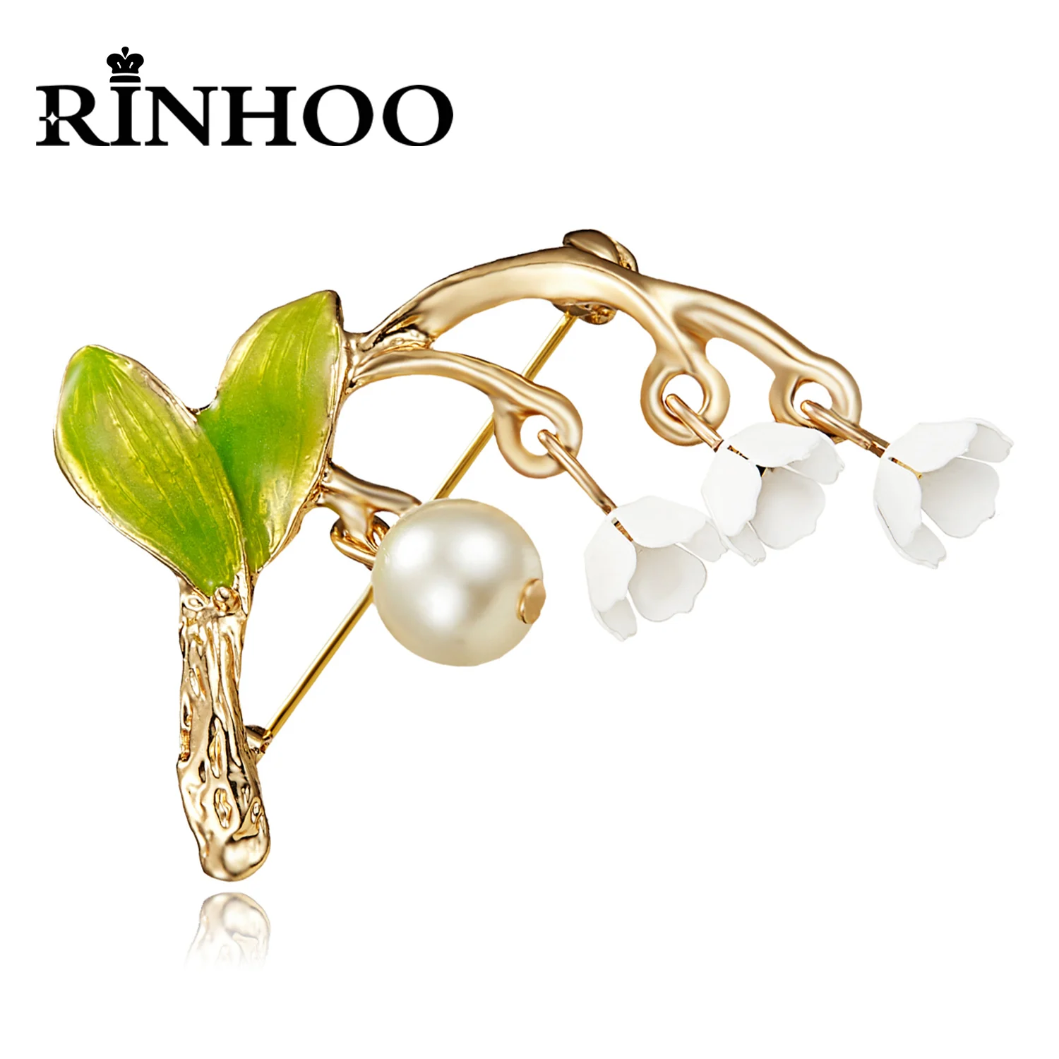 

Rinhoo Enamel Bell Orchid Flower Brooches for Women Floral Leaf Lily Valley Lilac Badge Brooch Pins Party Office Wedding Jewelry