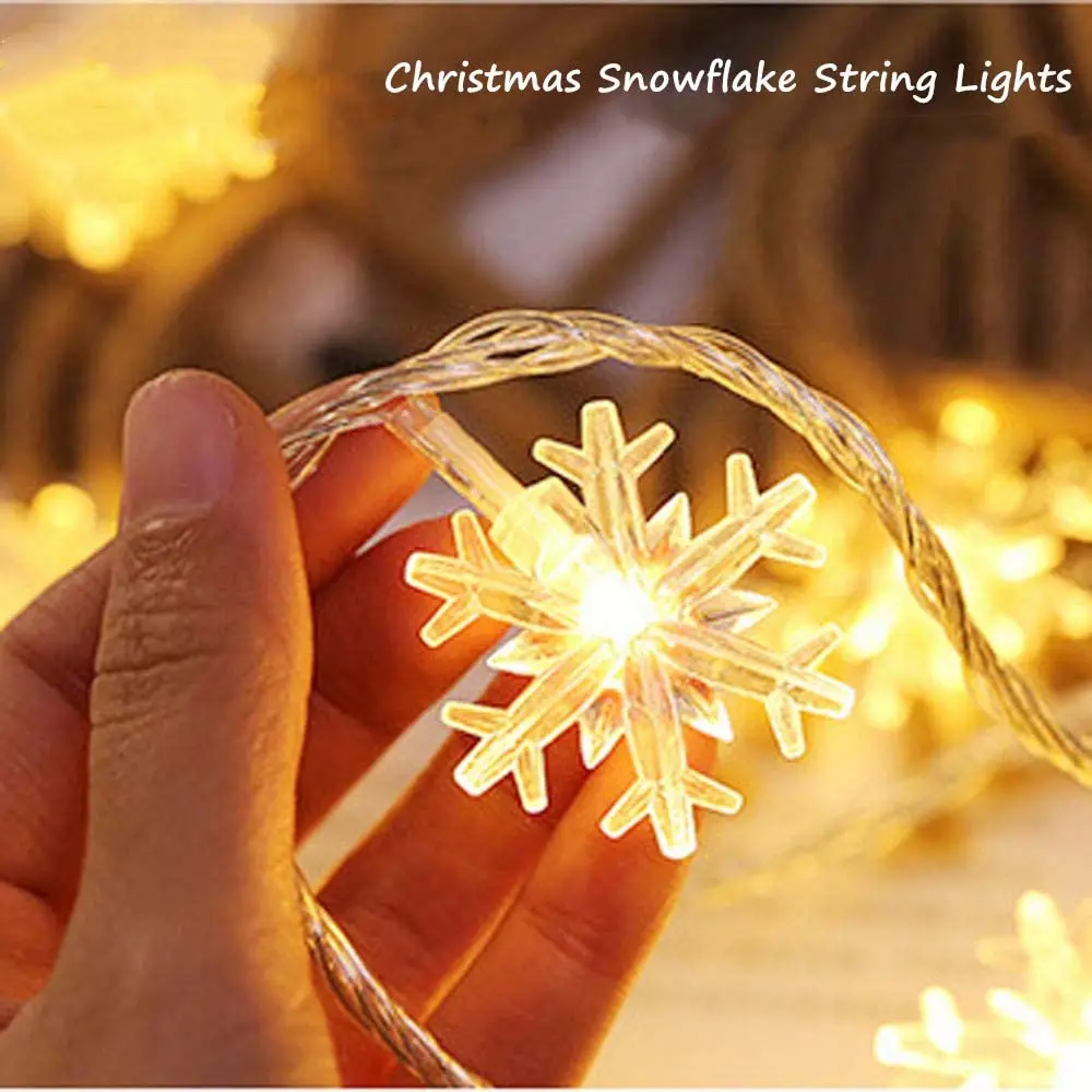Наружный светильник снежинка на Рождество 10 20 50LED Сказочный AA батарейках USB