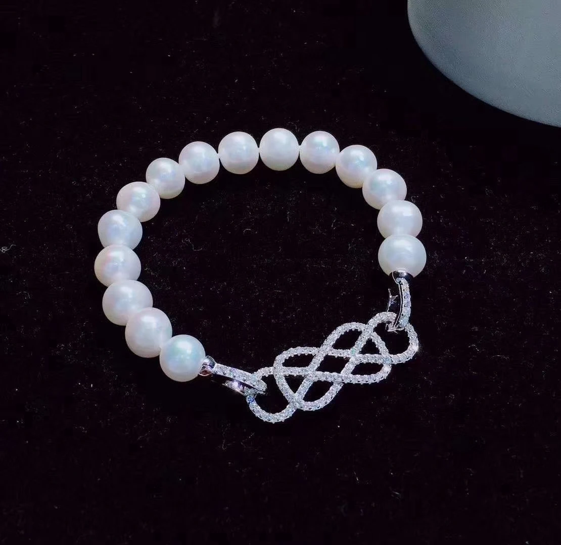 Комплект серег и ожерелья из серебра 925 пробы с натуральным фианитом 24-26 дюймов 8-9