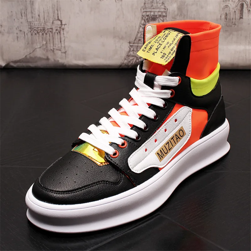 Кроссовки мужские на толстой подошве высокие туфли плоская подошва стиль