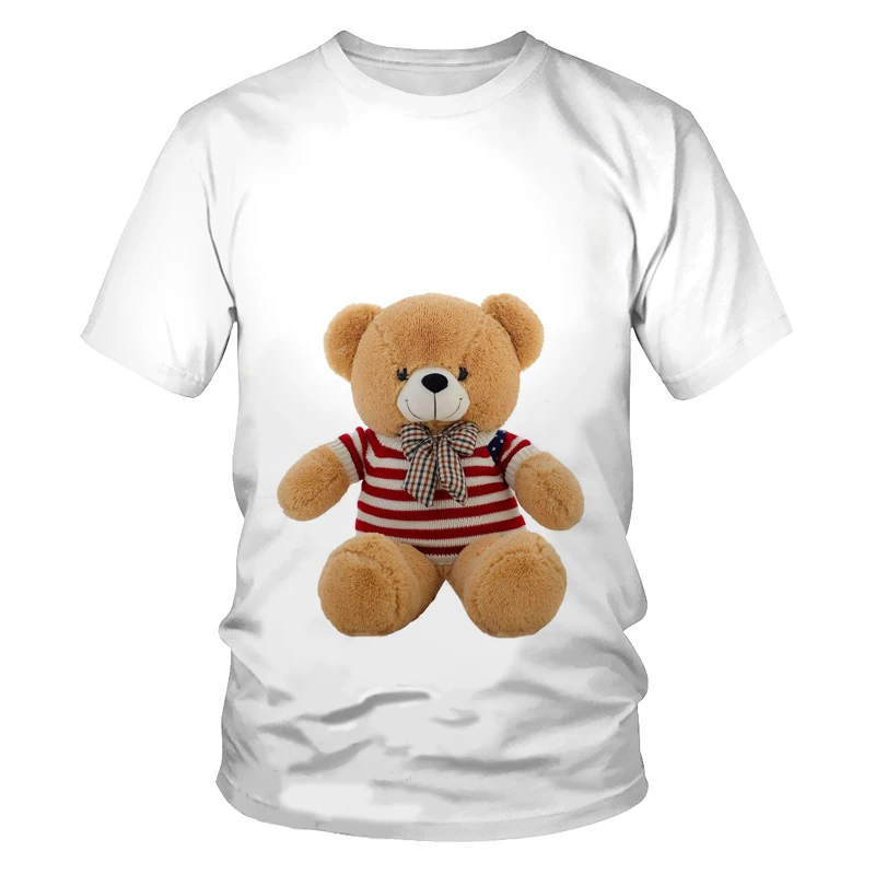 

Summer fashion new men's T-shirt cute baby bear 3D printing trend casual breathable short-sleeved top