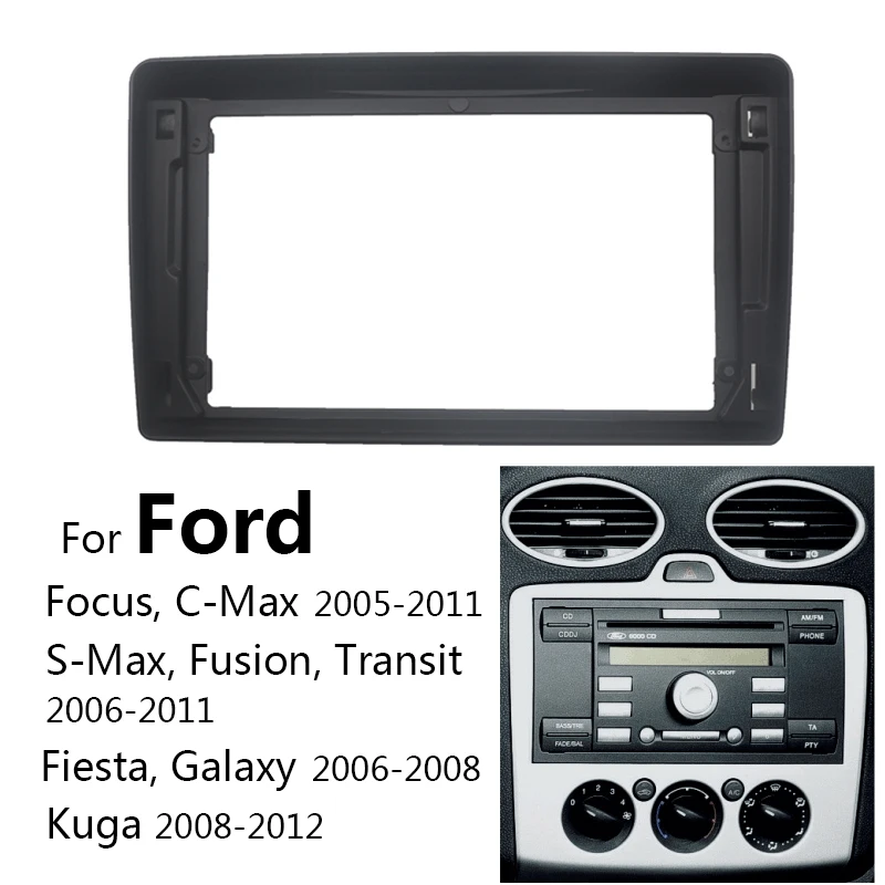 Panel de Radio de 9 pulgadas para coche, Kit de tablero de placa frontal con bisel de montaje, estéreo, para Ford Focus/c-max/s-max/Fusion/Transit/Fiesta/Galaxy