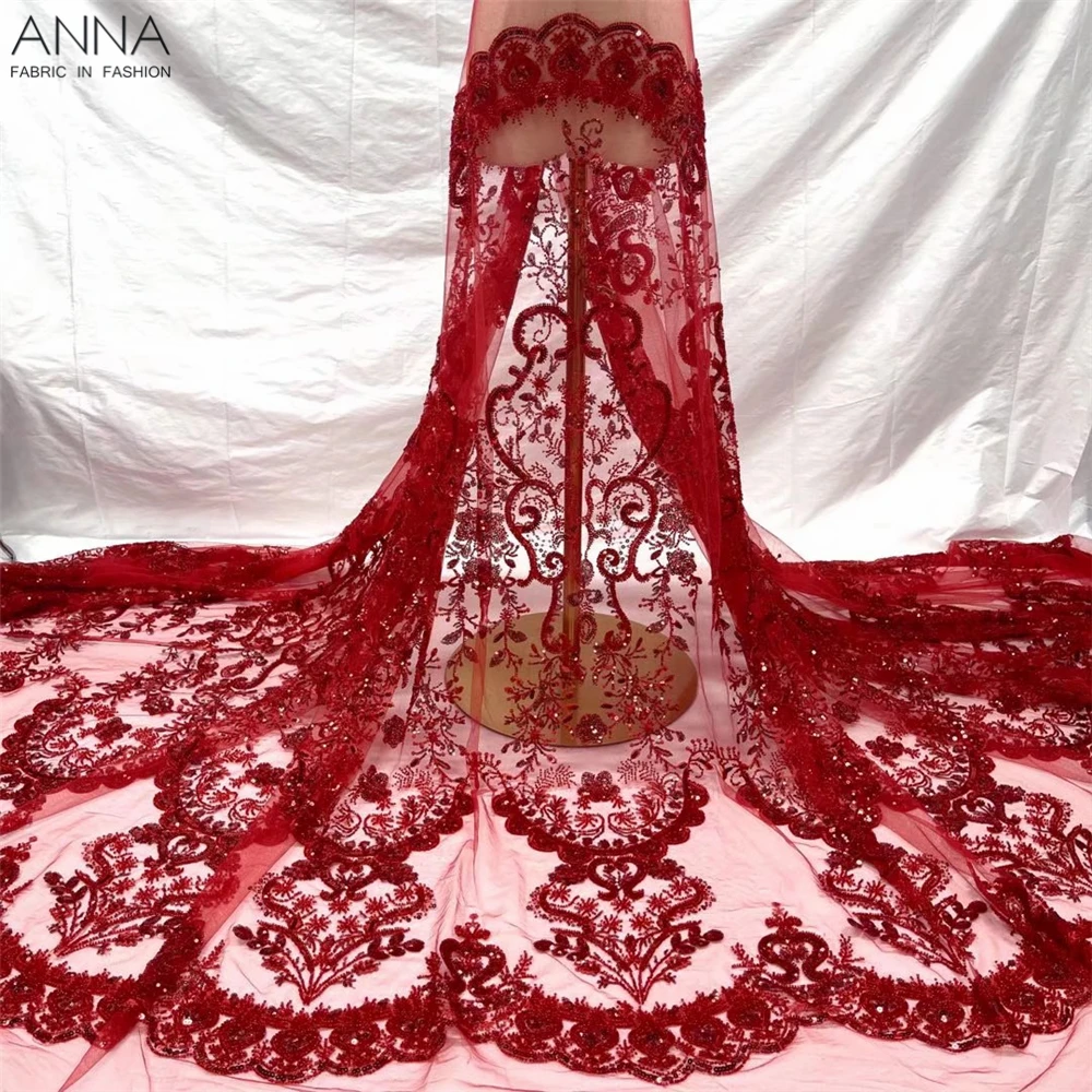 Высококачественная темно-синяя африканская кружевная ткань с бисером 2021 модные