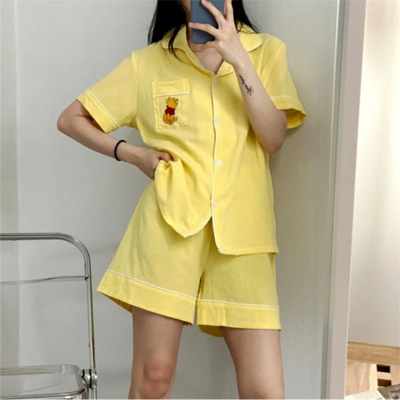 Домашняя одежда CBAFU с милой вышивкой в виде медведя женский летний пижамный