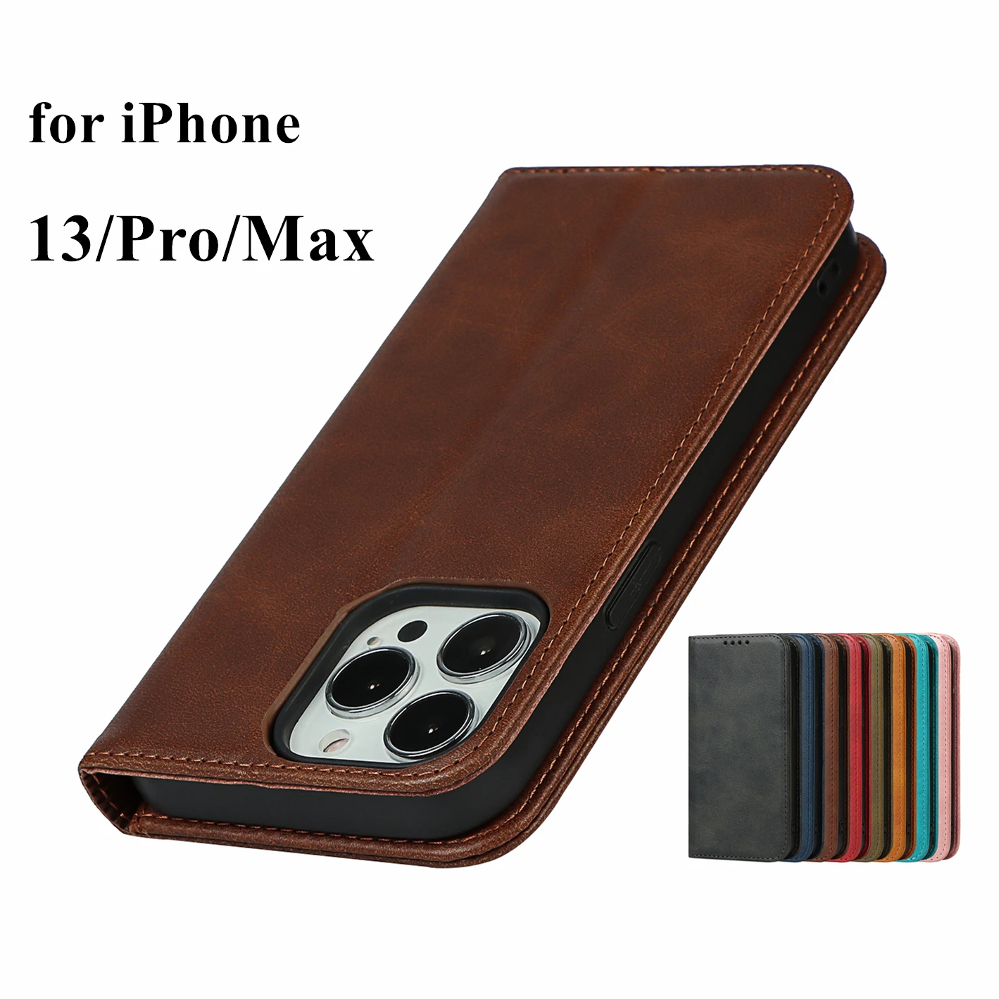 

Кожаный чехол-книжка для Apple iPhone 13 Pro Max 13 Mini