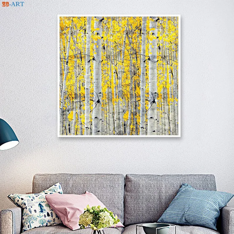 Абстрактный постер с желтыми листьями гинкго скандинавский холст живопись