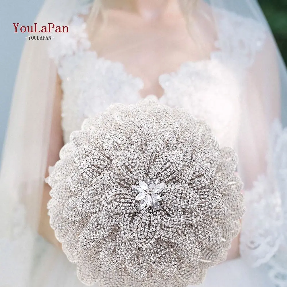 

YouLaPan HF01 Wholesale Wedding Holding Flowers Wedding Gold Colored Bouquet Wedding Bridesmaid Hand Bouquet Bridal Flower