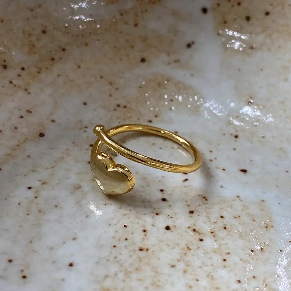 

Amaiyllis 925 Sterling Silver Love Hearts Gold Open Ring Minimalist Fashion Rings For Women Summer Jewellry Gift