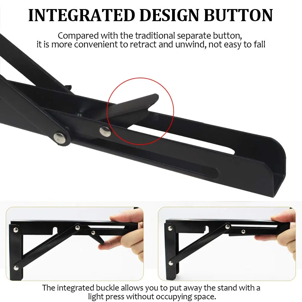 Folding Shelf Brackets 16 Inch Heavy Duty Stainless Steel Collapsible Bracket for DIY Space Saving Wall Mounted Work Bench |