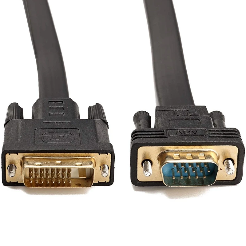 Активный DVI D Dual Link 24 + 1 мужчина к VGA Мужской адаптер с плоским кабелем адаптера для