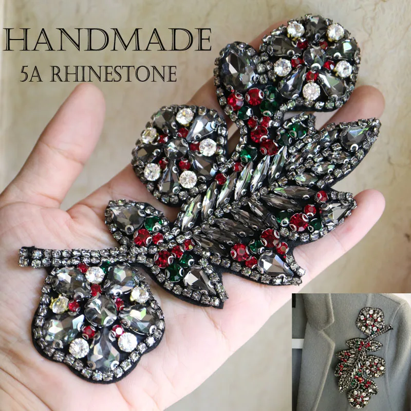 Высокое качество 3D ручной работы нашивки со стразами и бисером для одежды DIY