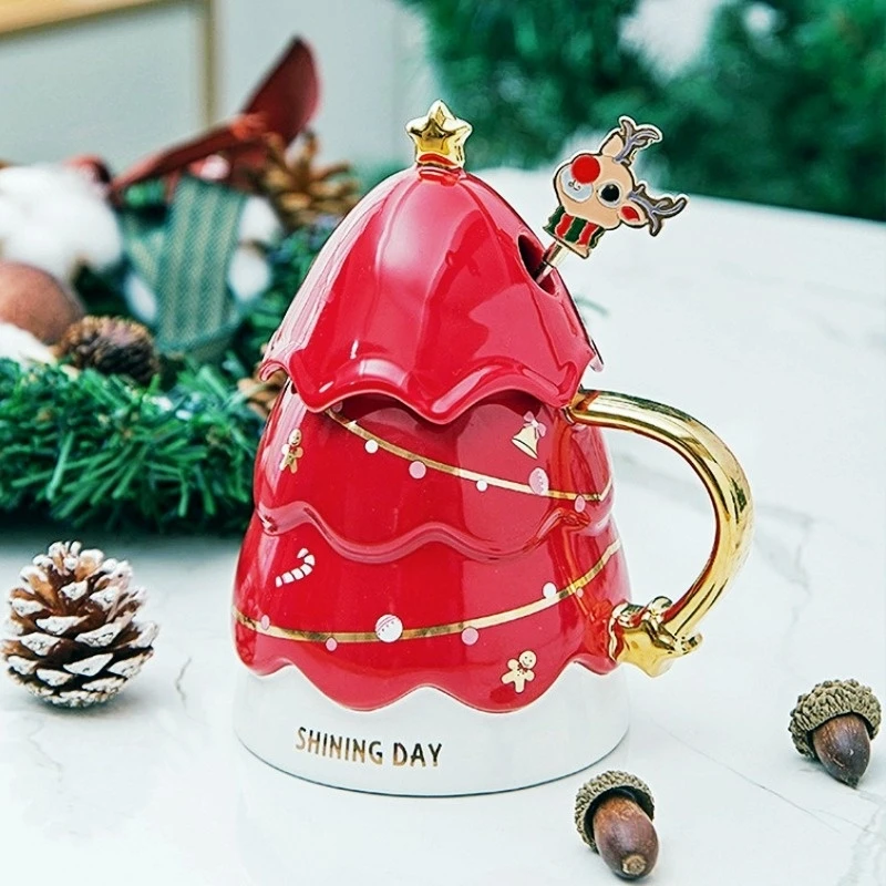 

3D Christmas Tree Mug Exquisite Shape High Quality Ceramic Cup Creative Coffee Cup StarBuck Coffee Milk Tea Cup