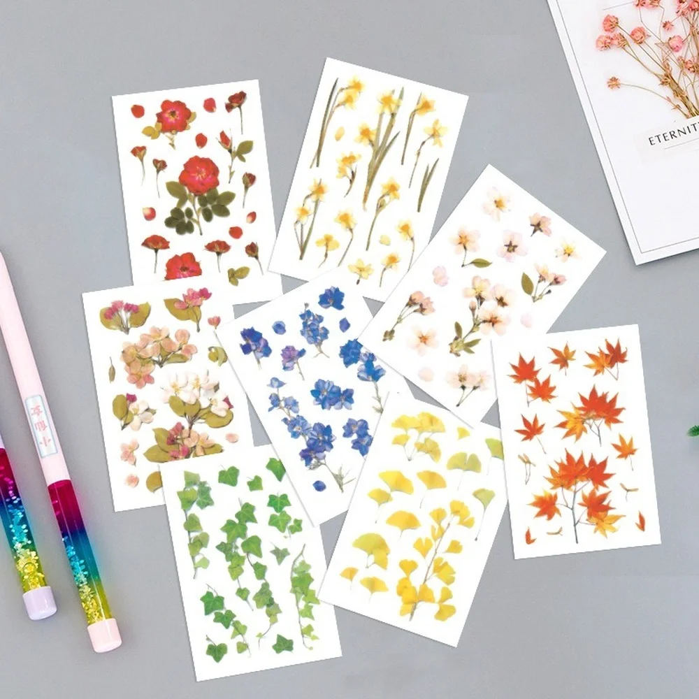 

12 Kinds Imitate Leaves Rose Plant Stickers Decorative Water Cup Phone Case Luggage Album Korean Ins Girl Stickers