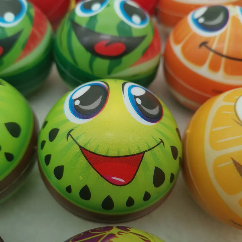 6pcs 6.3cm Soft PU Foam Sponge Fruits Orange Grimace Smiley Face Squeeze Ball Antistress Relief Toys for Boys Kids - купить по